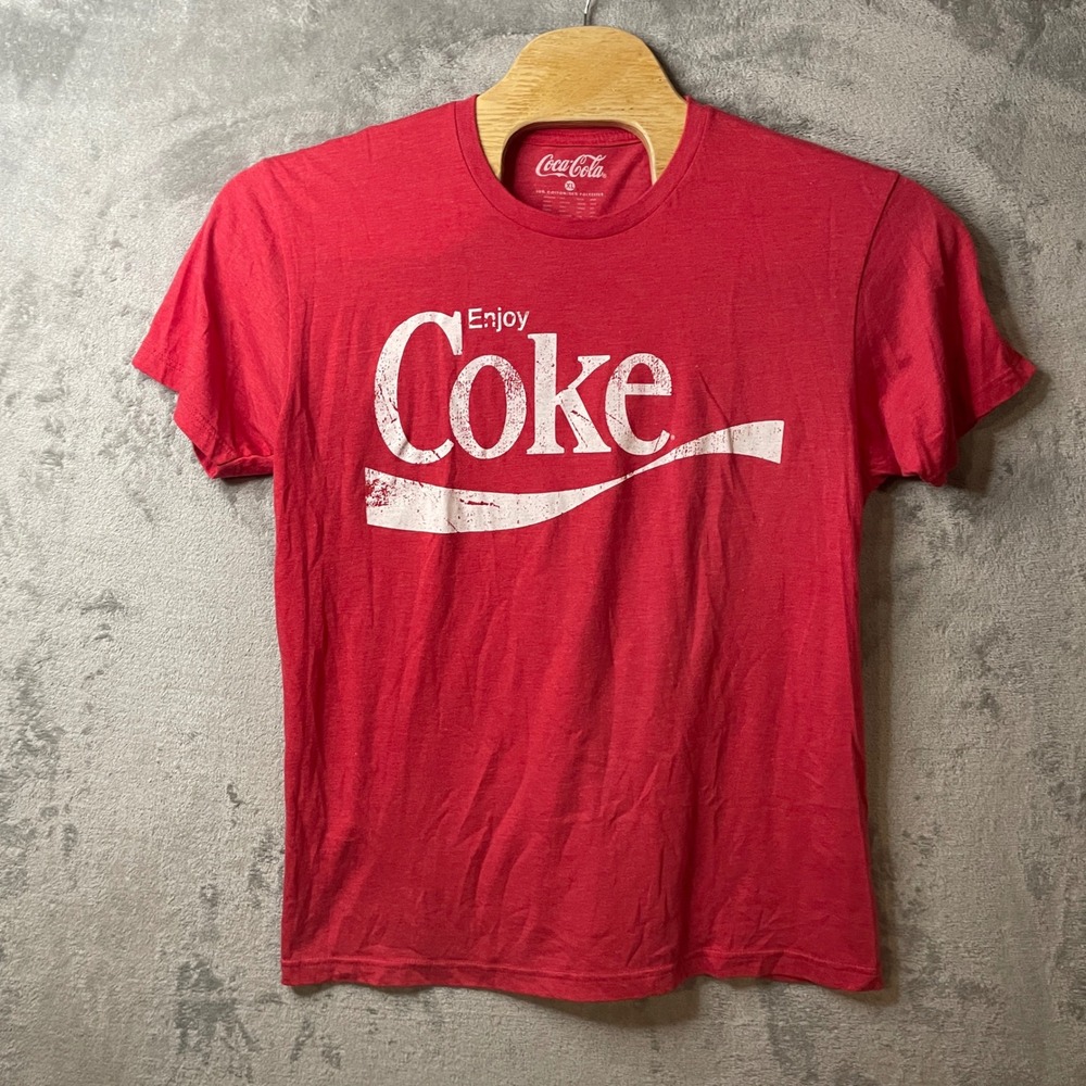 Coca-Cola Enjoy Coke Graphic T-Shirt Red‎ Short Sleeve Casual XL